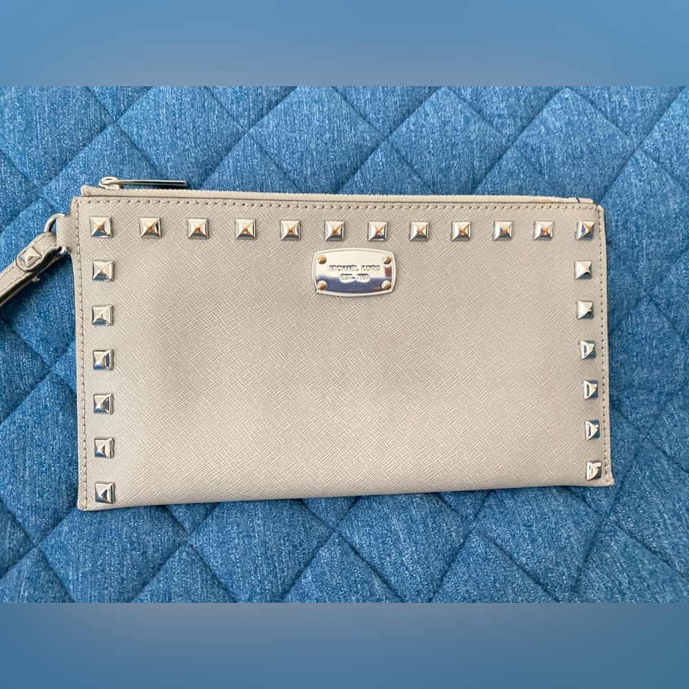 Michael Kors Gray Wristlet With Studs